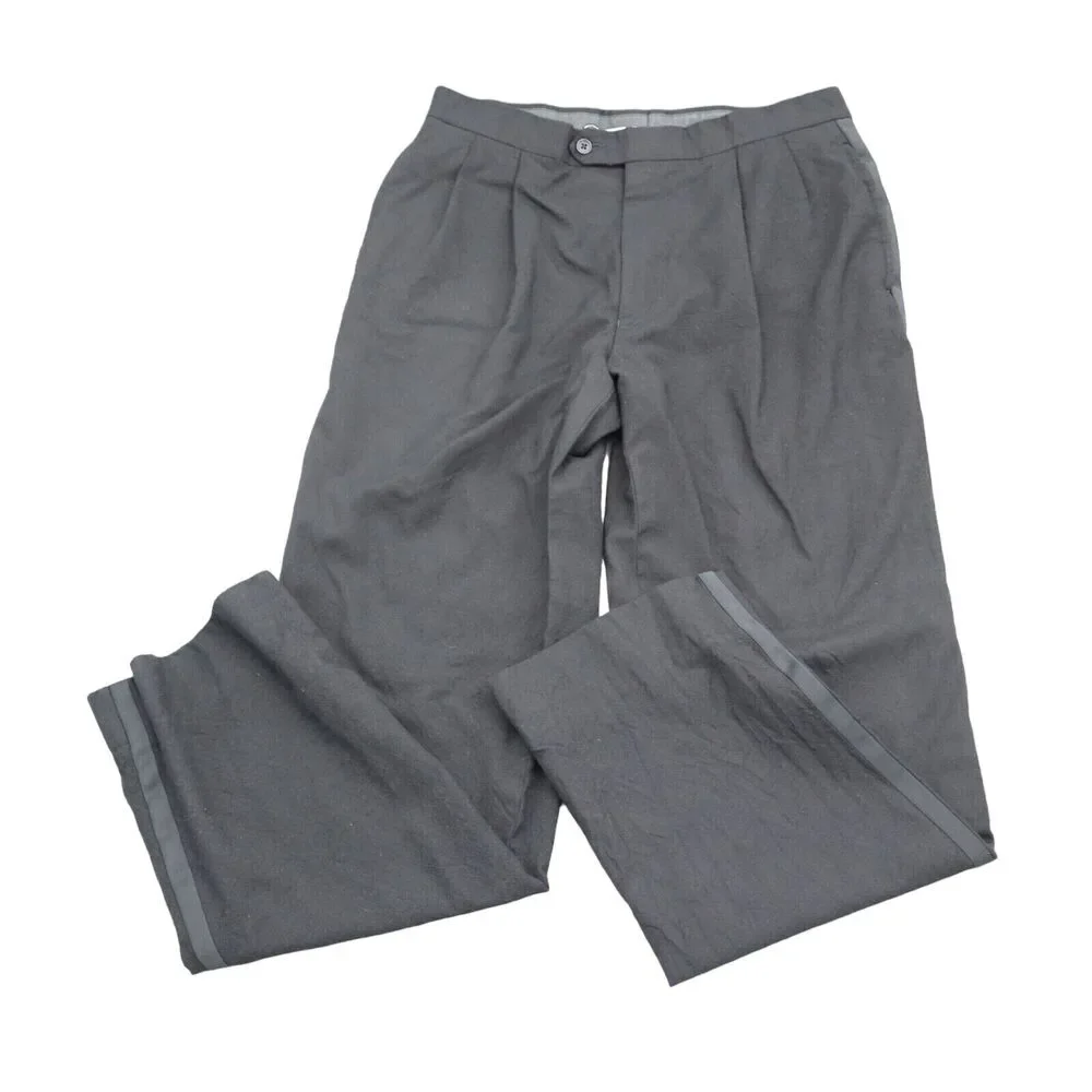 Jos A Bank Pants Mens 33W Black Pleated Front High Waist Dress Bottoms